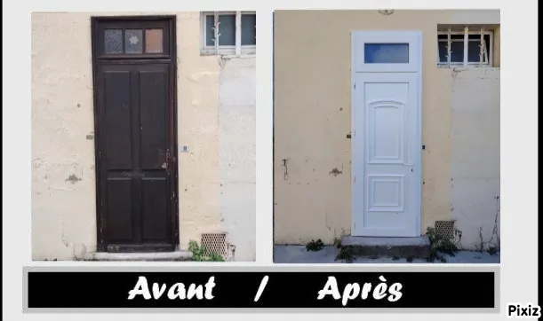 Changement d'une porte d'entrée Bois en PVC, Libournais, Sylvain Menuiseries